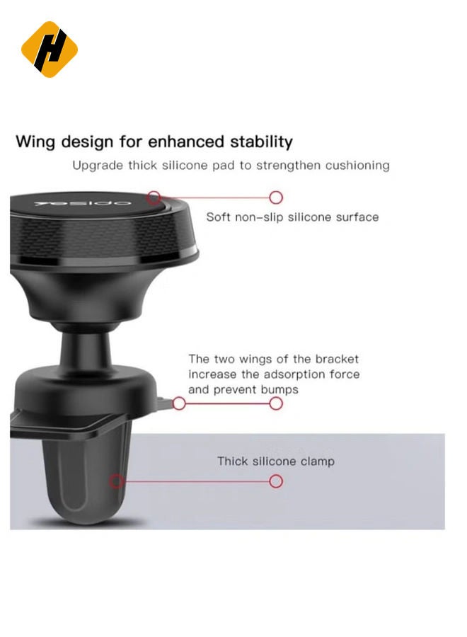 HuHa Mobile Magnetic Car Holder Black 360 Degree Magnetic Mount Air Vent Cradle Compatible with iPhone 12 mini/12/12 pro, Samsung Galaxy S21/20 or Note Ultra Huawei and more  - Image 2