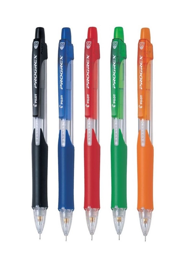 PILOT 5-Piece Progrex Mechanical Pencil 0.5mm Tip Assorted Barrel Colours  - Image 1
