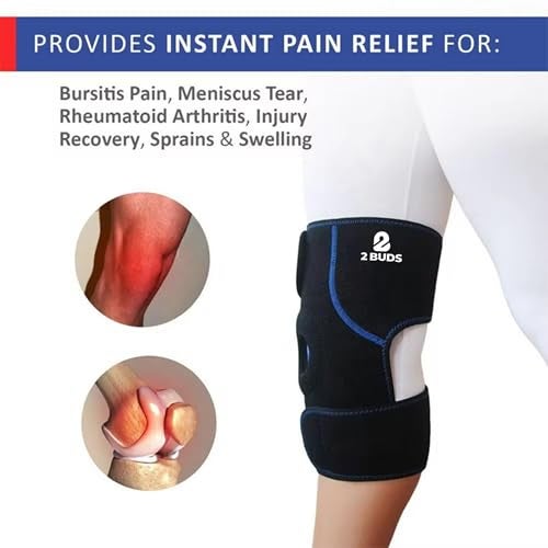 2Buds Knee Brace with Ice Gel – Reusable Hot & Cold Therapy Gel Pack l Adjustable Knee Support Wrap For ACL, Meniscus Tear, Tennis Elbow, Sports, Knee Pain, Tendonitis, Pain Relief, etc. - Image 3
