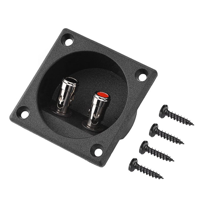 Round Speaker Box Terminal Subwoofer Box Terminal Cup Silver Push Spring Loaded Jacks Double Binding Post Speaker Terminal Plates Repalcement for DIY Black