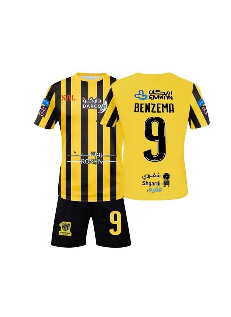 Generic 2-piece set of Jeddah United Football Club Benzema 9 new football team jersey home yellow 