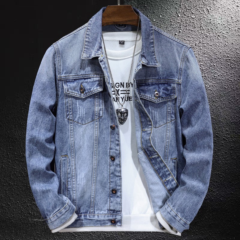 American Retro Nostalgic High-End Denim Jacket Men'S Trendy Brand Workwear Jacket Simple All-Match - Image 2