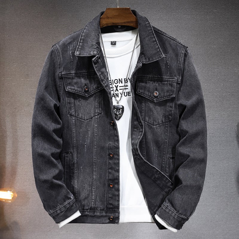 American Retro Nostalgic High-End Denim Jacket Men'S Trendy Brand Workwear Jacket Simple All-Match - Image 4