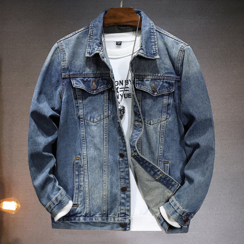 American Retro Nostalgic High-End Denim Jacket Men'S Trendy Brand Workwear Jacket Simple All-Match - Image 3