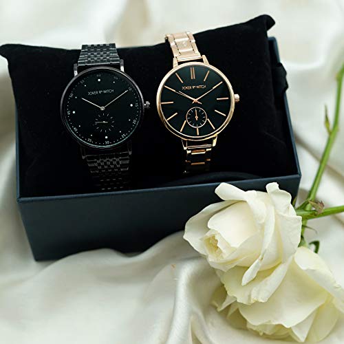 Joker & Witch Mark & Bridget Couple Watch Gift Set For Men And Women, Analog, Black, Rose Gold - Image 2