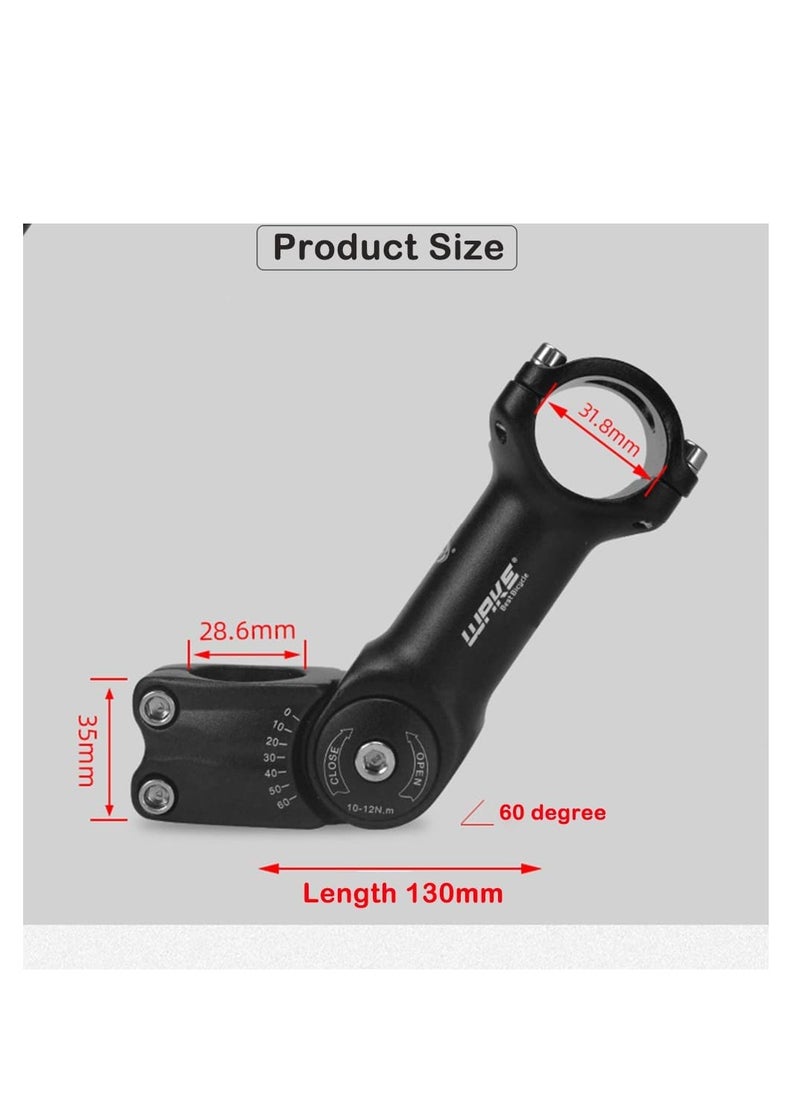 Excefore Adjustable Bike Stem, 0-60 Degree Adjustable MTB Stem, 31.8 130mm Bike Handlebar Stem Riser, with 2 Hexagonal wrench, for Mountain Bike, Road Bicycle, MTB, BMX, Cycling  - Image 2