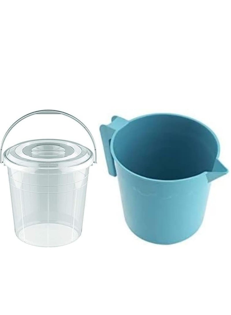 عباسلي عباسالي بلاستيك شفاف سعة 17 لترًا مع دلو وغطاء وكوب بلاستيكي سعة 1.5 لتر - Image 1