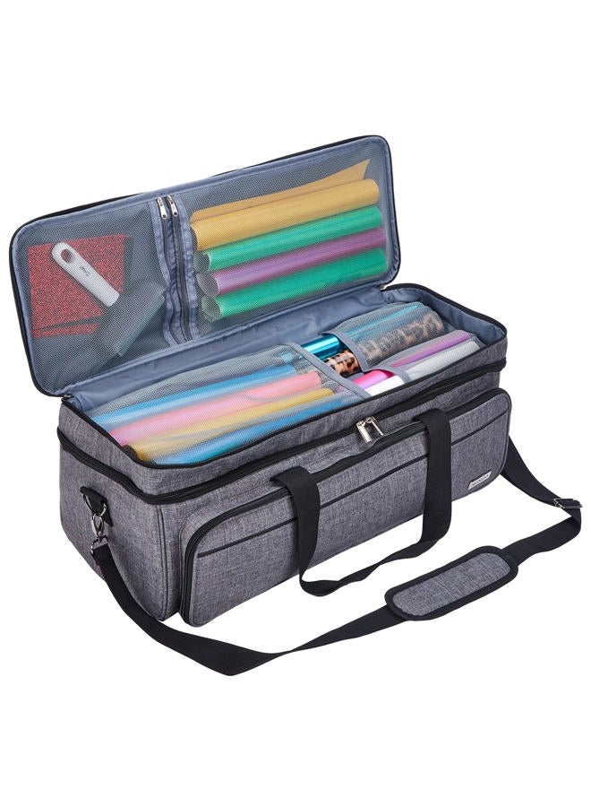 NICOGENA Double Layer Carrying Case with Mat Pocket for Cricut Explore Air 2, Cricut Maker, Cricut Maker 3, Cricut Explore 3, Multi Large Front Pockets for Tools Accessories and Supplies, Grey - Image 3