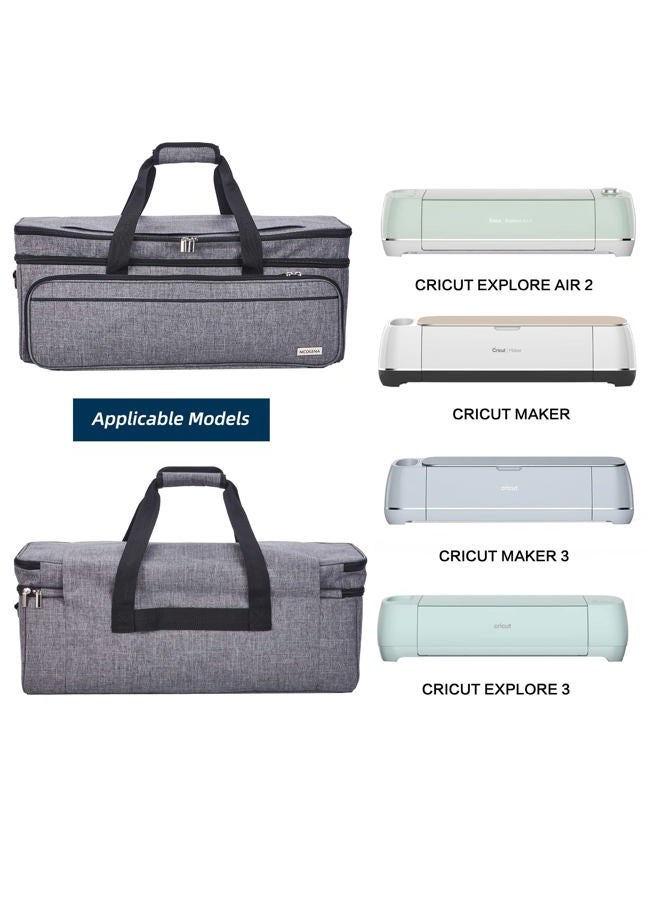 NICOGENA Double Layer Carrying Case with Mat Pocket for Cricut Explore Air 2, Cricut Maker, Cricut Maker 3, Cricut Explore 3, Multi Large Front Pockets for Tools Accessories and Supplies, Grey - Image 5