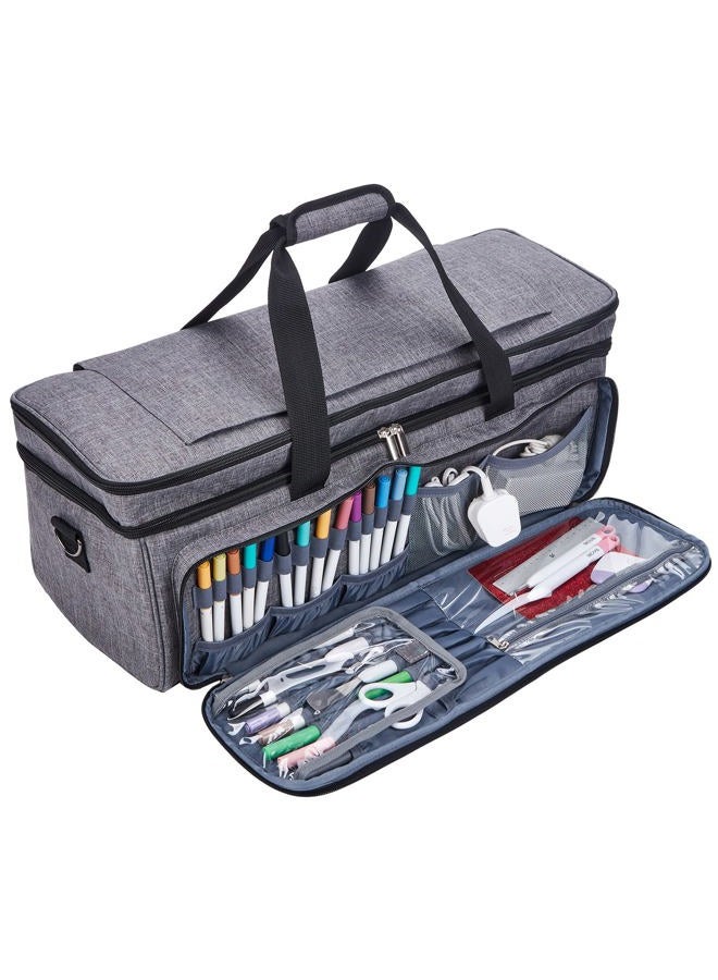 NICOGENA Double Layer Carrying Case with Mat Pocket for Cricut Explore Air 2, Cricut Maker, Cricut Maker 3, Cricut Explore 3, Multi Large Front Pockets for Tools Accessories and Supplies, Grey - Image 4