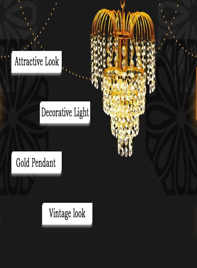 WOKE 15 Watts Crystal Pendant Round Light (Gold) - Image 5