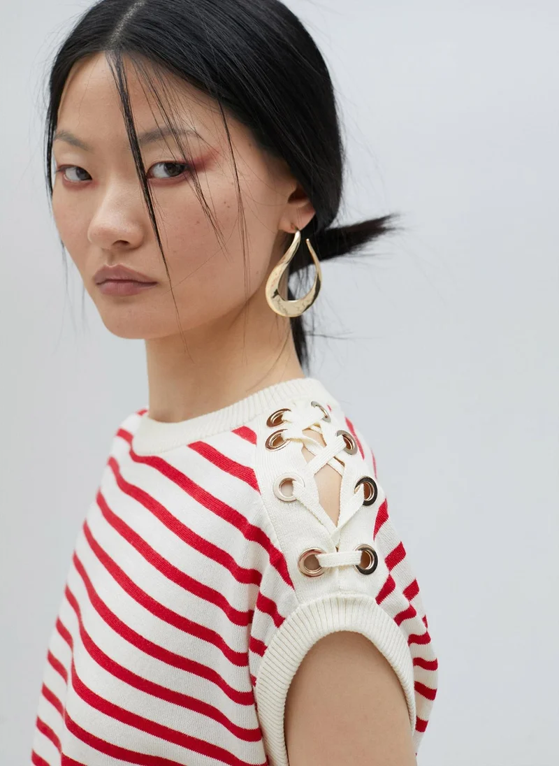 Lola Casademunt Striped top with eyelet details