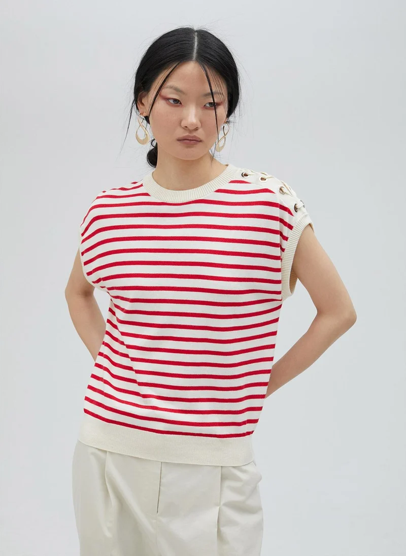 Lola Casademunt Striped top with eyelet details