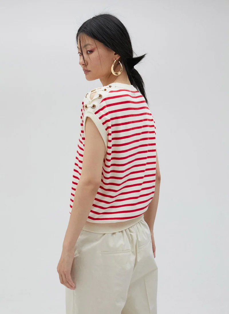 Lola Casademunt Striped top with eyelet details
