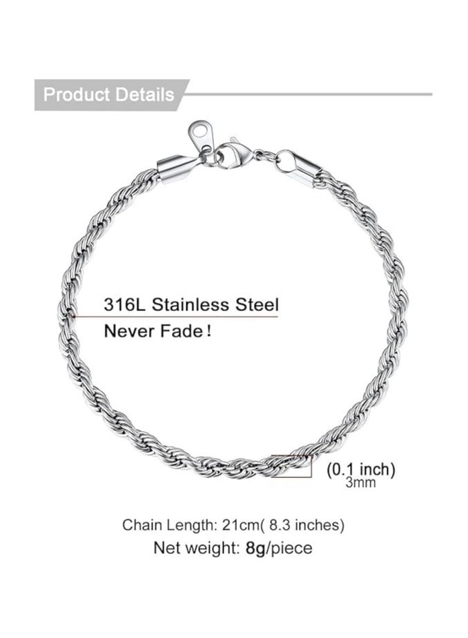Fayrouz Jewellery Braided bracelet. Stainless steel, stainless steel rope chain bracelet for men and women. Fashion wrist jewelry. From Fairuz Jewelry. Bracelet or Ansail. - Image 4