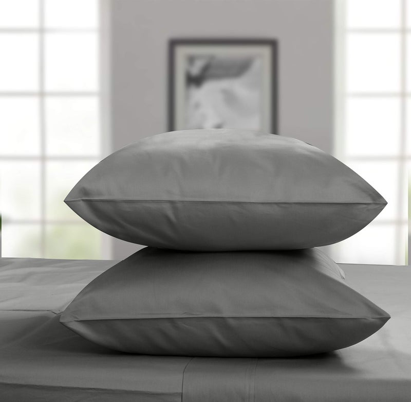 Threadmill 100% Cotton Sheets for King Size Bed | 4 Pc King Bed Sheets Set | Soft, Breathable Lightweight Solid Sateen for All-Season Use | Snug Fit Elastic Deep Pocket King Sheets | Dark Grey - Image 4