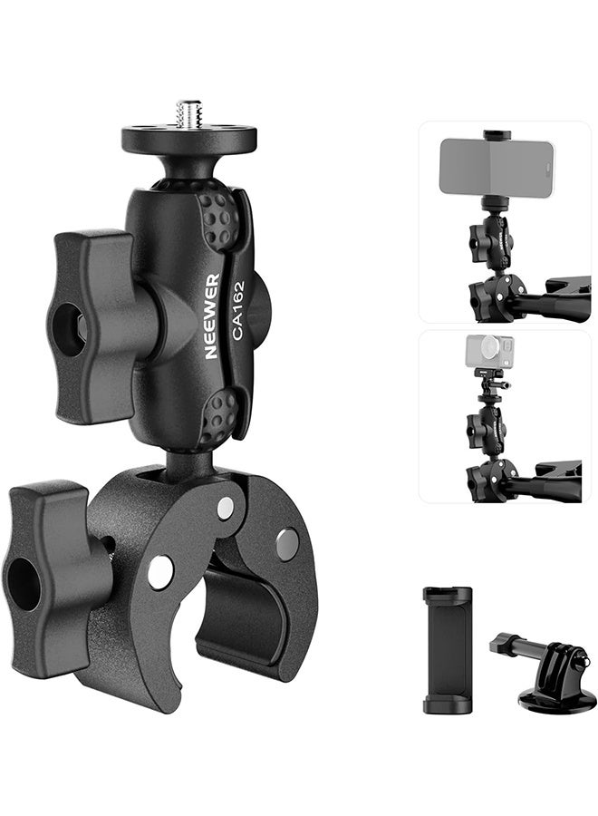 NEEWER Super Clamp Action Camera Mount with 360° Dual Ball Heads, Bike/Bicycle/Motorcycle Handlebar Holder Compatible with iPhone Insta360 DJI OSMO Action GoPro Hero for POV Video Recording, CA162 - Image 1