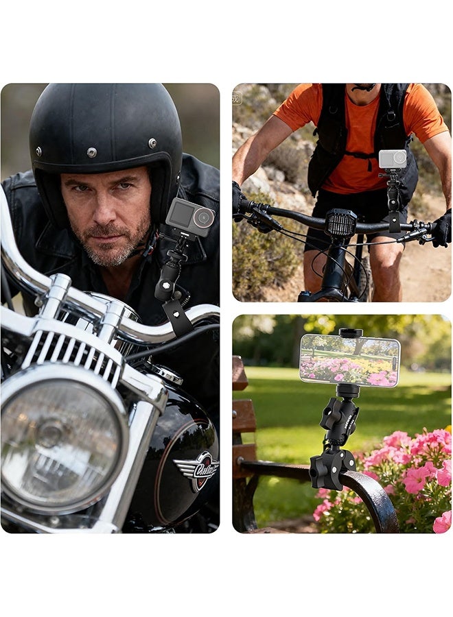 NEEWER Super Clamp Action Camera Mount with 360° Dual Ball Heads, Bike/Bicycle/Motorcycle Handlebar Holder Compatible with iPhone Insta360 DJI OSMO Action GoPro Hero for POV Video Recording, CA162 - Image 2