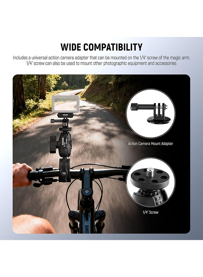 NEEWER Super Clamp Action Camera Mount with 360° Dual Ball Heads, Bike/Bicycle/Motorcycle Handlebar Holder Compatible with iPhone Insta360 DJI OSMO Action GoPro Hero for POV Video Recording, CA162 - Image 3