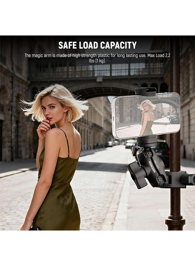 NEEWER Super Clamp Action Camera Mount with 360° Dual Ball Heads, Bike/Bicycle/Motorcycle Handlebar Holder Compatible with iPhone Insta360 DJI OSMO Action GoPro Hero for POV Video Recording, CA162 - Image 4