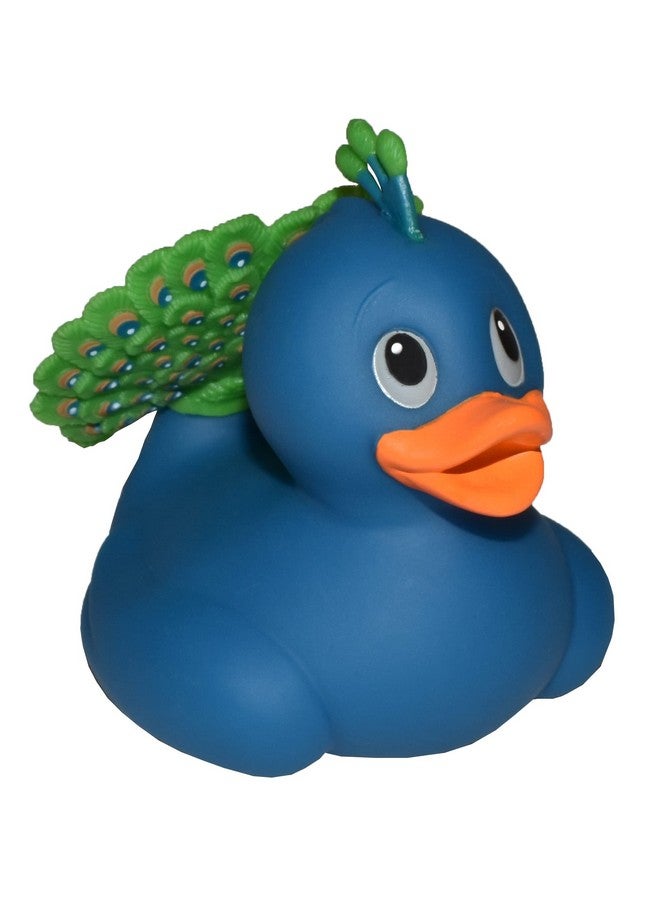 Wild Republic Rubber Ducks, Bath Toys, Kids Gifts, Pool Toys, Water Toys, Peacock, 4" - Image 1