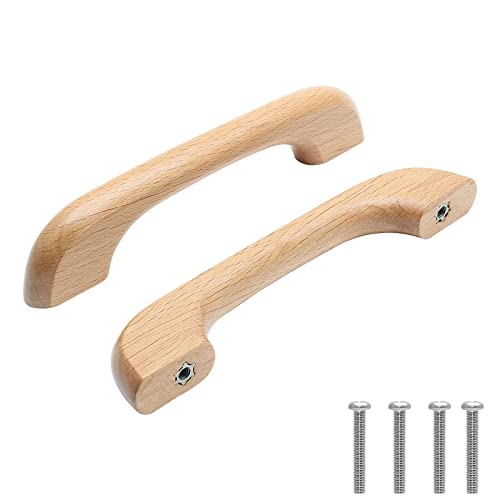 Uenhoy 10 Pcs Natural Wood Cabinet Pulls Handles Solid Wood Handles for Kitchen Cabinets and Drawers - 5" Length, 3-3/4" (96mm) Hole Spacing - Image 1
