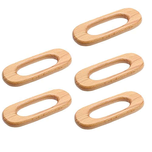 Uenhoy 10 Pcs Natural Wood Cabinet Pulls Handles Solid Wood Handles for Kitchen Cabinets and Drawers - 5" Length, 3-3/4" (96mm) Hole Spacing - Image 4
