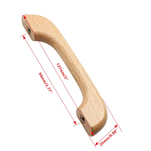 Uenhoy 10 Pcs Natural Wood Cabinet Pulls Handles Solid Wood Handles for Kitchen Cabinets and Drawers - 5" Length, 3-3/4" (96mm) Hole Spacing - Image 3