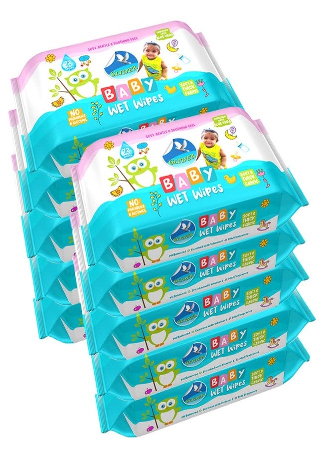 Glider Baby Wipes | Soft & Gentle Cleansing Wipes | Enriched with Aloe Vera & Vitamin E | Pack of 10 | 720 Wipes - Image 1
