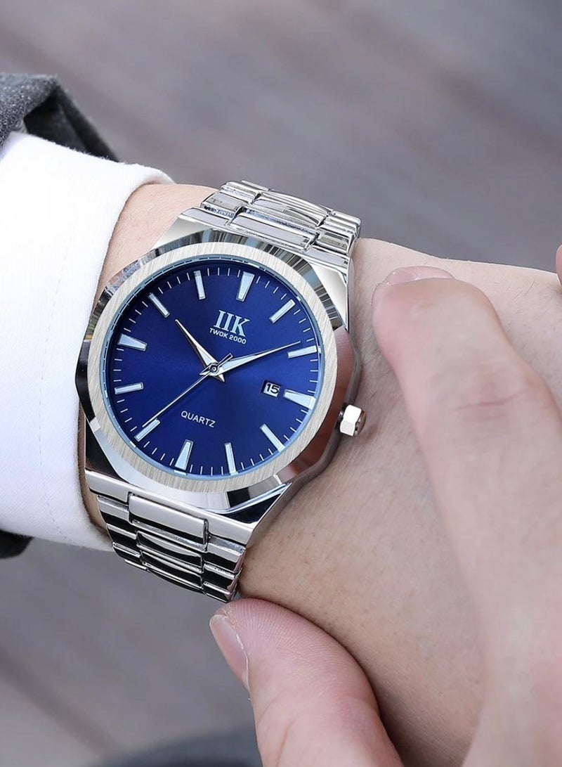 اي اي كيه كوليكشن ساعة يد رجالية من آيكي كوليكشن, سوار فضي مع ميناء أزرق, و حواف بلون فضي - Image 2