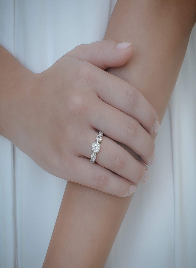 Diamonbliss خاتم DIAMONBLISS من الفضة الإسترلينية مع إعداد bezel من زركونيا مكعبة 100 وجه (9) - Image 3