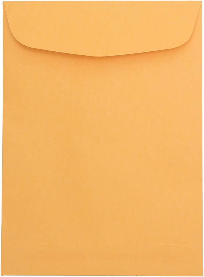 JAM Paper 7 1/2 x 10 1/2 Open End Catalog Envelopes - Brown Kraft Manila - 50/Pack - Image 1