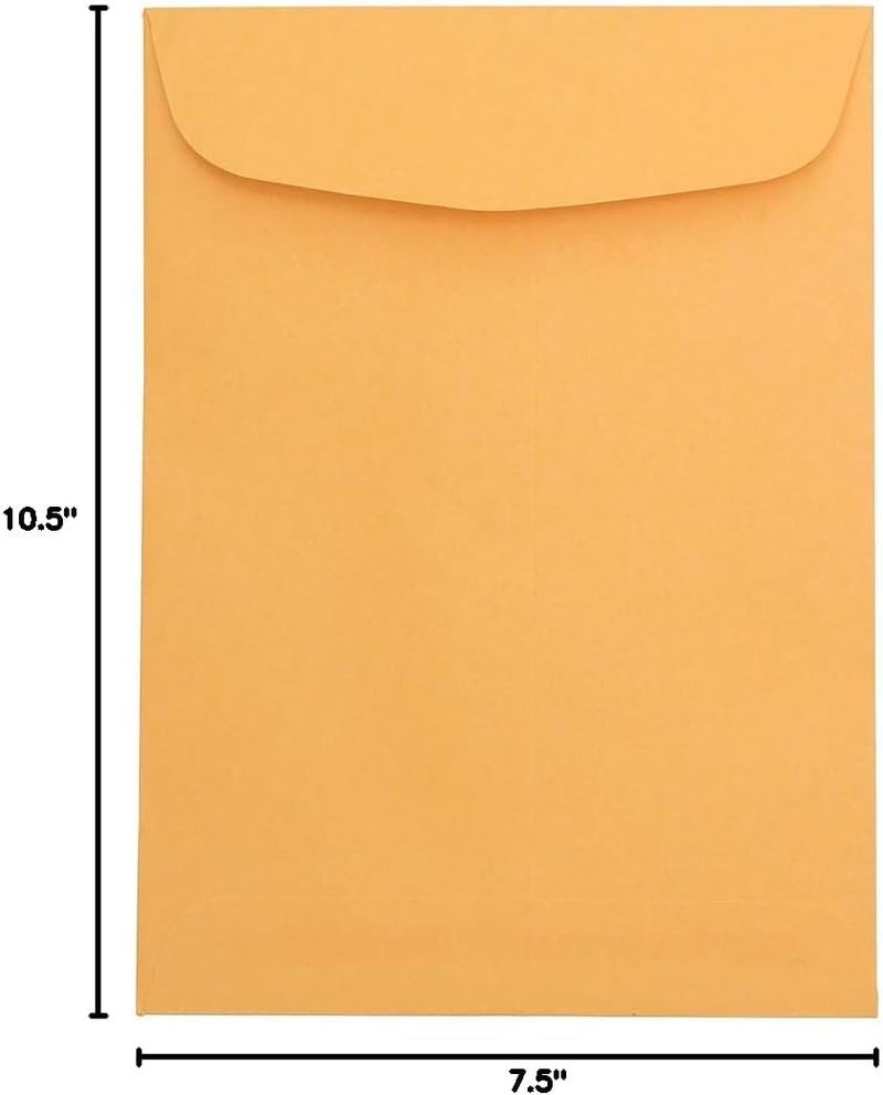 JAM Paper 7 1/2 x 10 1/2 Open End Catalog Envelopes - Brown Kraft Manila - 50/Pack - Image 2