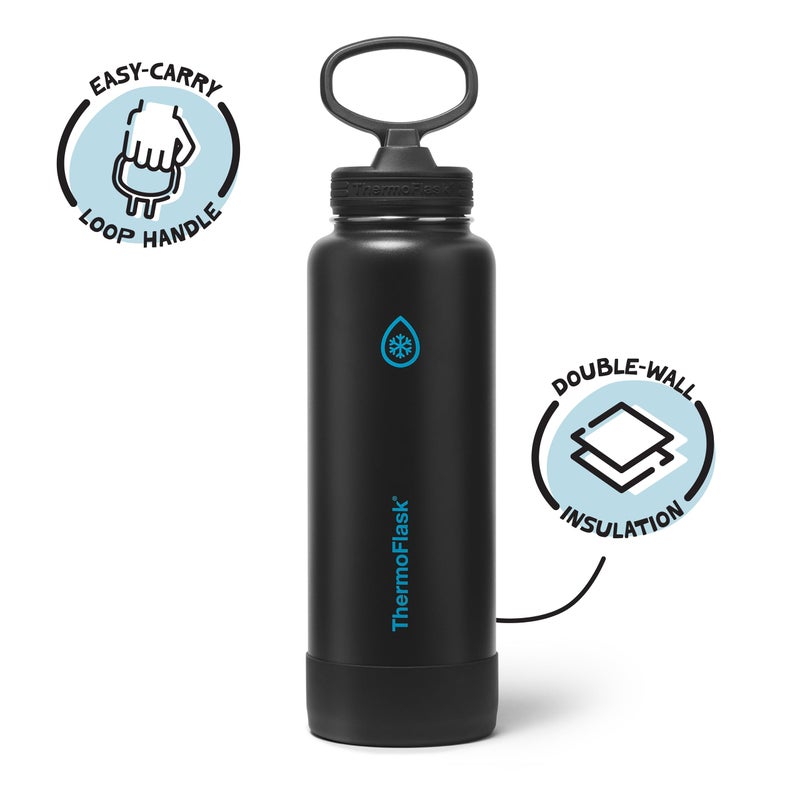 ThermoFlask 40 oz Double Wall Vacuum Insulated Stainless Steel Water Bottle with Straw Lid, Electric Eclipse - Image 2