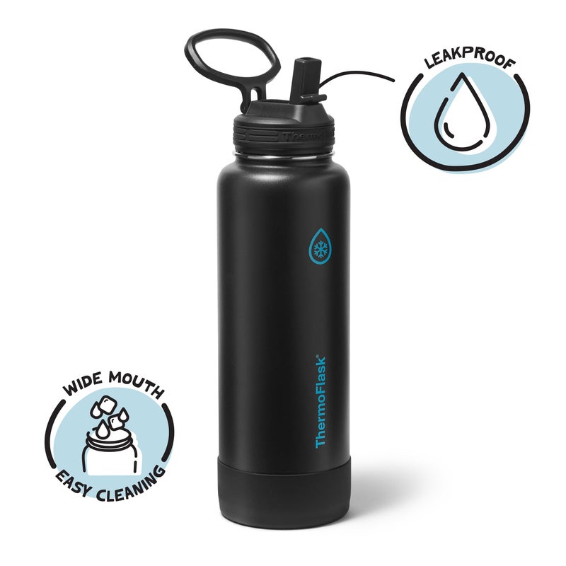 ThermoFlask 40 oz Double Wall Vacuum Insulated Stainless Steel Water Bottle with Straw Lid, Electric Eclipse - Image 3