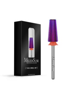 Professional 5 in 1 Nail Drill Bits, 3/32'' Carbide Tungsten Multi-function Bits, Suitable for Manicure Pedicure Cuticle Gel Polishing, Technicians Bits, Purple, Series Bit-M, Fine