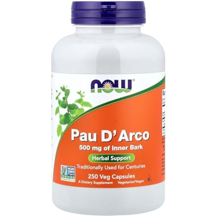 now PAU D' Arco, 500 mg, 250 Veg Capsules - Image 1