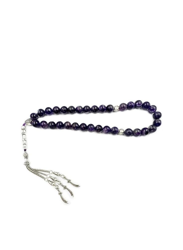 REBUY REBUY Amethyst Islamic Prayer Beads 33 Tasbih Natural Stone Misbaha Rosary Tasbeeh  - Image 1