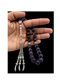 REBUY REBUY Amethyst Islamic Prayer Beads 33 Tasbih Natural Stone Misbaha Rosary Tasbeeh  - Image 2