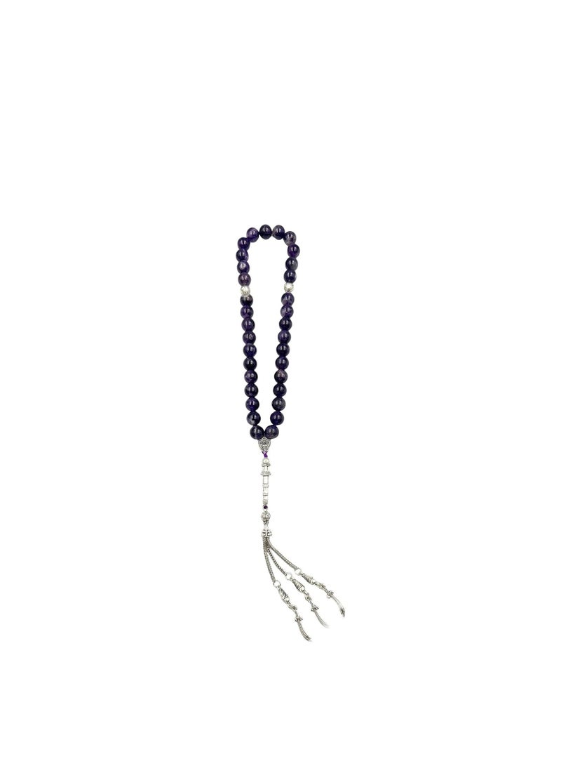 REBUY REBUY Amethyst Islamic Prayer Beads 33 Tasbih Natural Stone Misbaha Rosary Tasbeeh  - Image 4