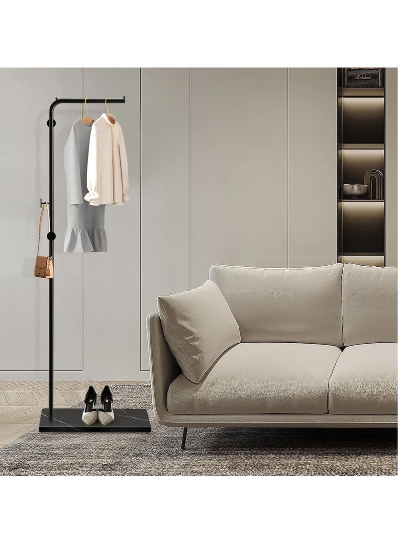 TAPIT Coat Racks Metal Coat Racks Coat Rack Freestanding Tree Coat Rack L Shaped Coat with Hooks & Marble Base Coat Racks for Hanging Scarf Bag Jacket Home Entry-way Hat Hanger (Black 170cm)  - Image 2