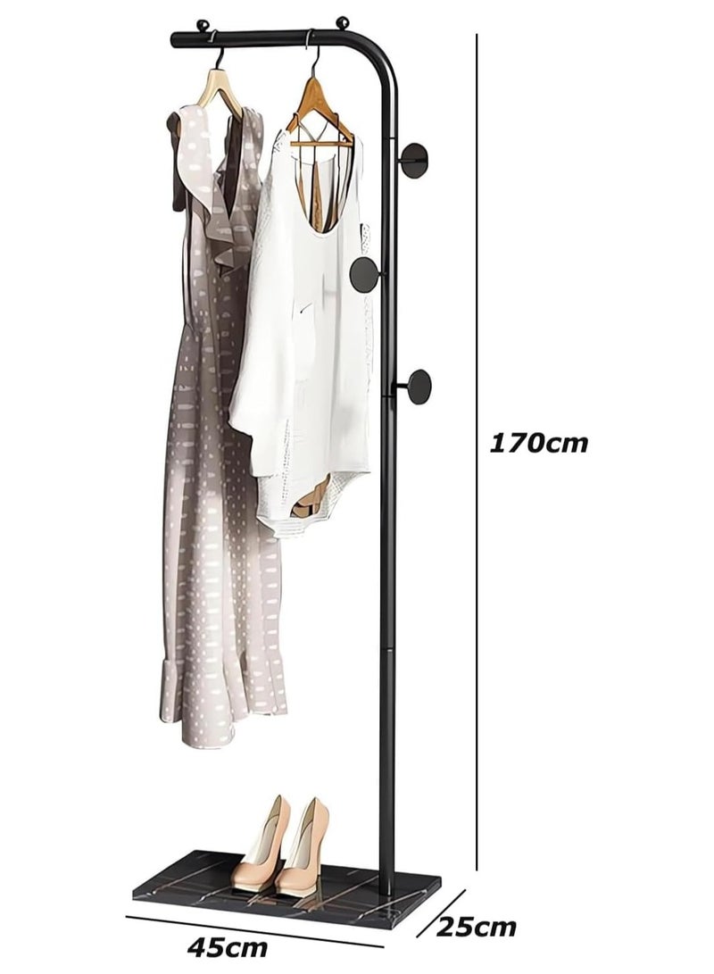 TAPIT Coat Racks Metal Coat Racks Coat Rack Freestanding Tree Coat Rack L Shaped Coat with Hooks & Marble Base Coat Racks for Hanging Scarf Bag Jacket Home Entry-way Hat Hanger (Black 170cm)  - Image 3