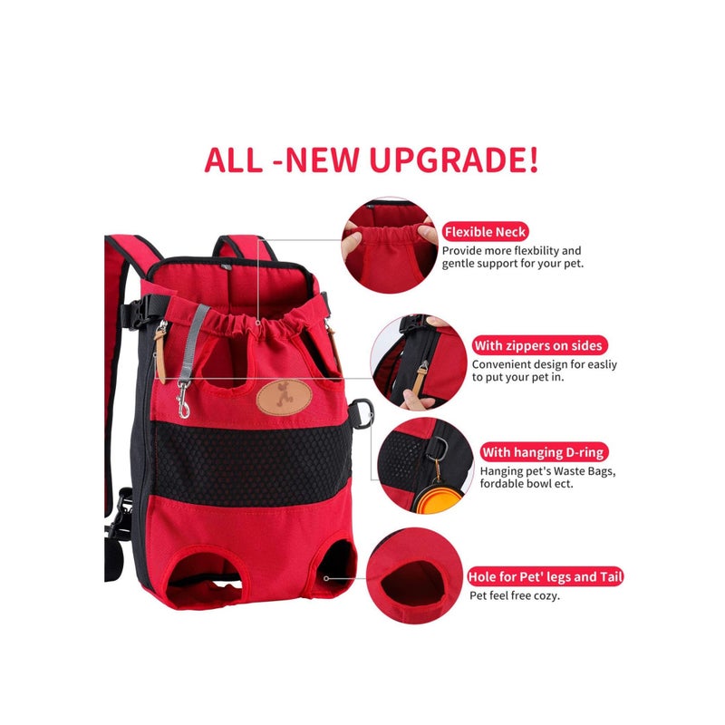 SOLARAE حقيبة حمل الحيوانات الأليفة الأمامية، حقيبة ظهر قابلة للتعديل بدون استخدام اليدين لحمل الكلاب/القطط، حقيبة مزدوجة للكتف للمشي، التنزه، التسوق، الدراجة والدراجة النارية - Image 4