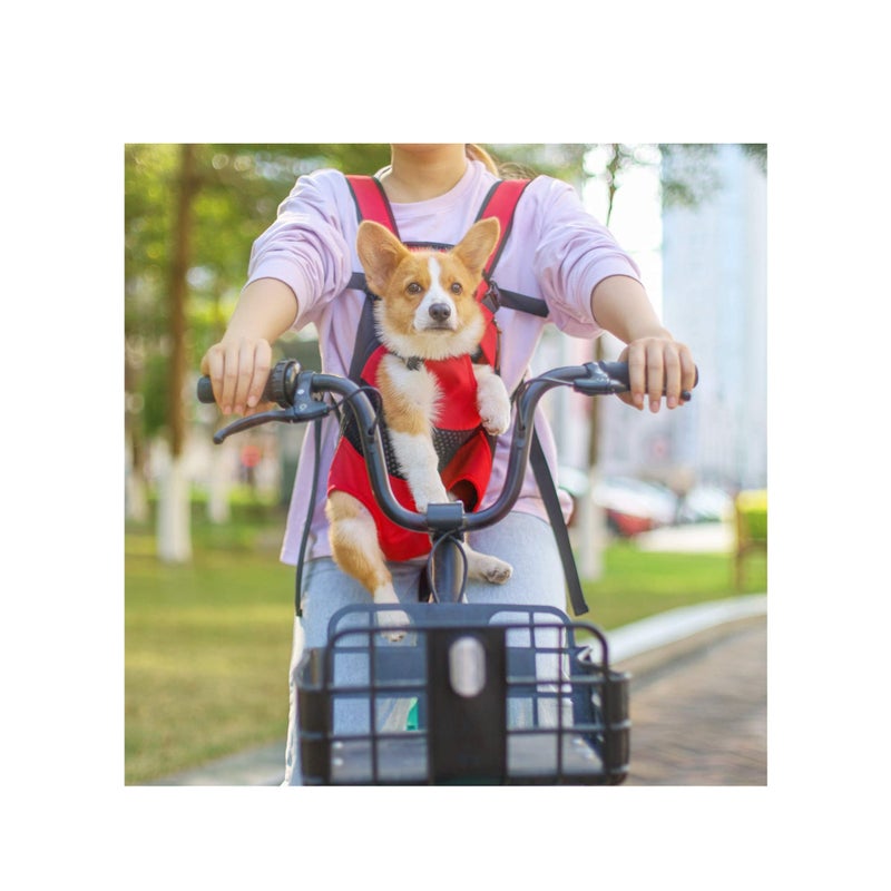 SOLARAE حقيبة حمل الحيوانات الأليفة الأمامية، حقيبة ظهر قابلة للتعديل بدون استخدام اليدين لحمل الكلاب/القطط، حقيبة مزدوجة للكتف للمشي، التنزه، التسوق، الدراجة والدراجة النارية - Image 3