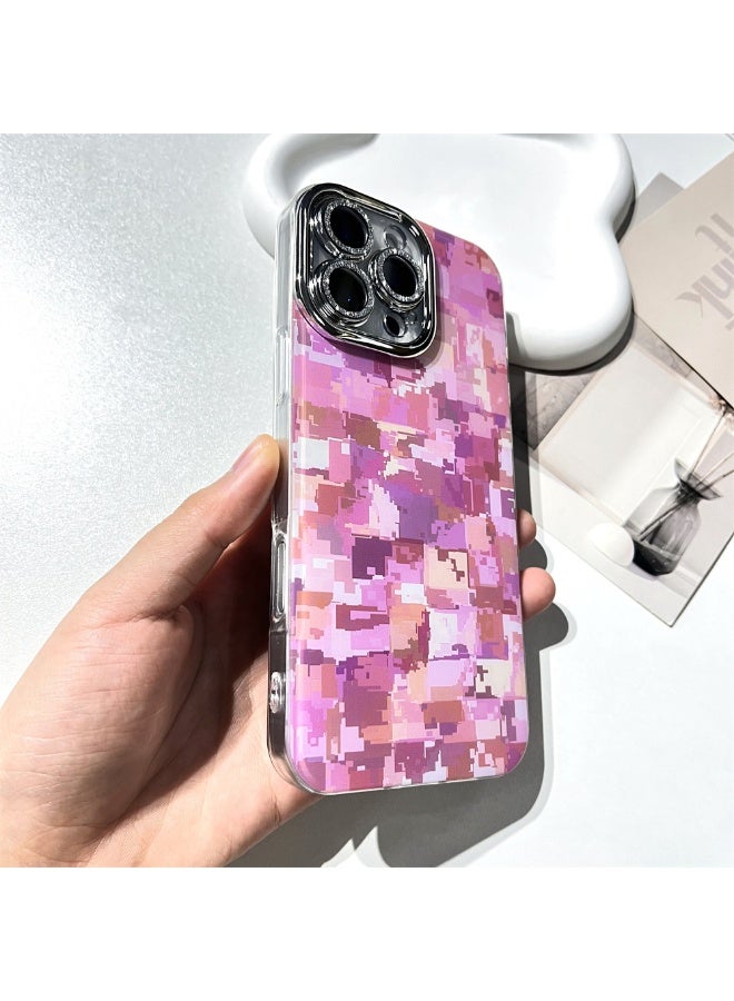 NIBEMINENT Simple Pink Pixel Camouflage Protective TPU Case Cover For iPhone 14 Plus Clear - Image 2