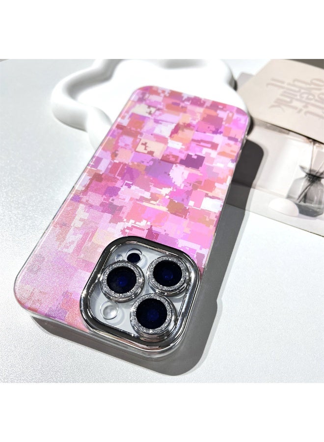 NIBEMINENT Simple Pink Pixel Camouflage Protective TPU Case Cover For iPhone 14 Plus Clear - Image 1