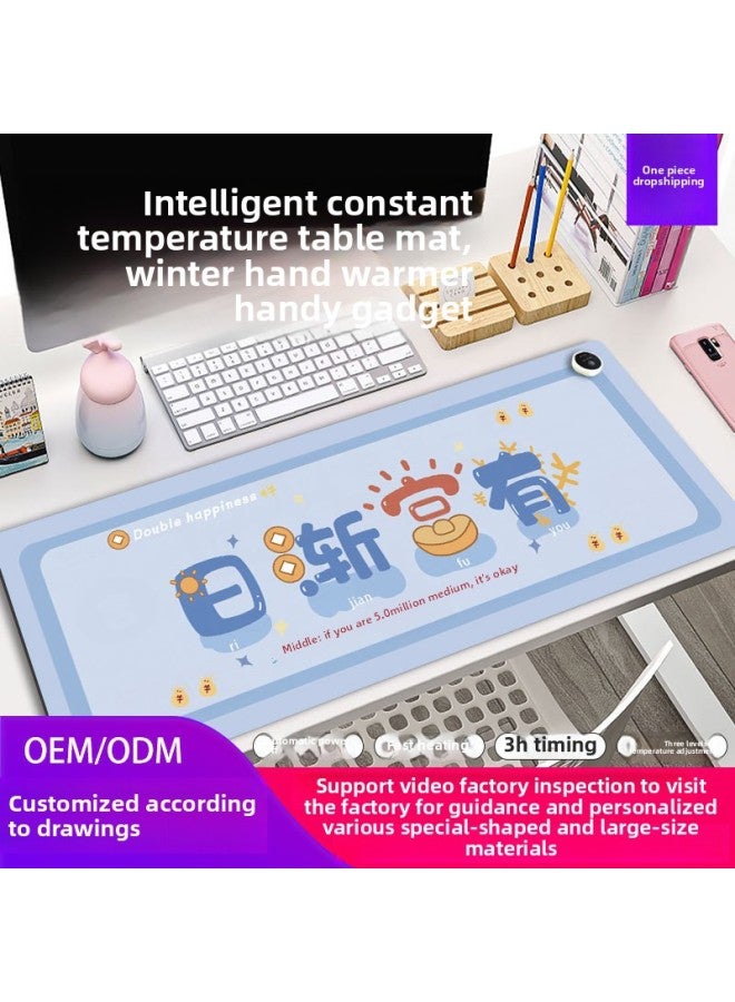 Super Large Heating Desktop Heating Mouse Pad Electric Heating Warm Pad Office Winter Keyboard Hand Warmer Computer Warm Table Mat-Color:330*800mm-Pattern:G-2786 Heating Pad - Image 2