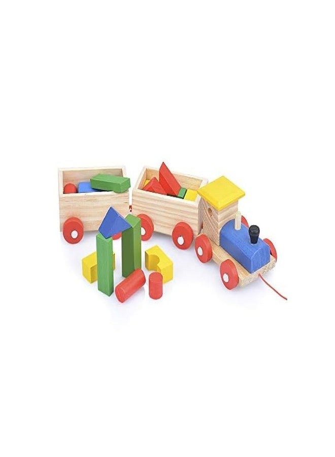 MUMMAMIA Children Wooden Toys Train Pull Along Car, Loaded DIY Blocks Toy Set for Toddler Birthday Christmas Preschool Educational Toy - Image 1