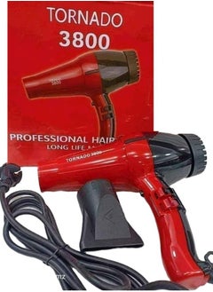 Tornedo Tornado Professional Hair Dryer 1500 Watt Multicolor Model _ 3800 _ Red  - Image 1