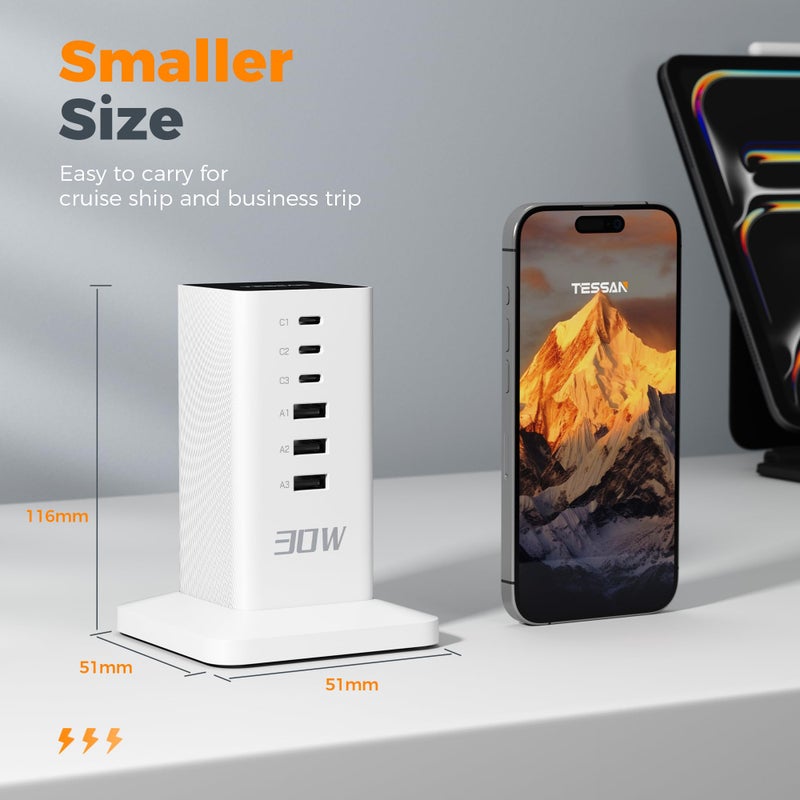 TESSAN 30W USB Charging Station, 6-Port Multi USB Charger with 2m Cord - Image 4